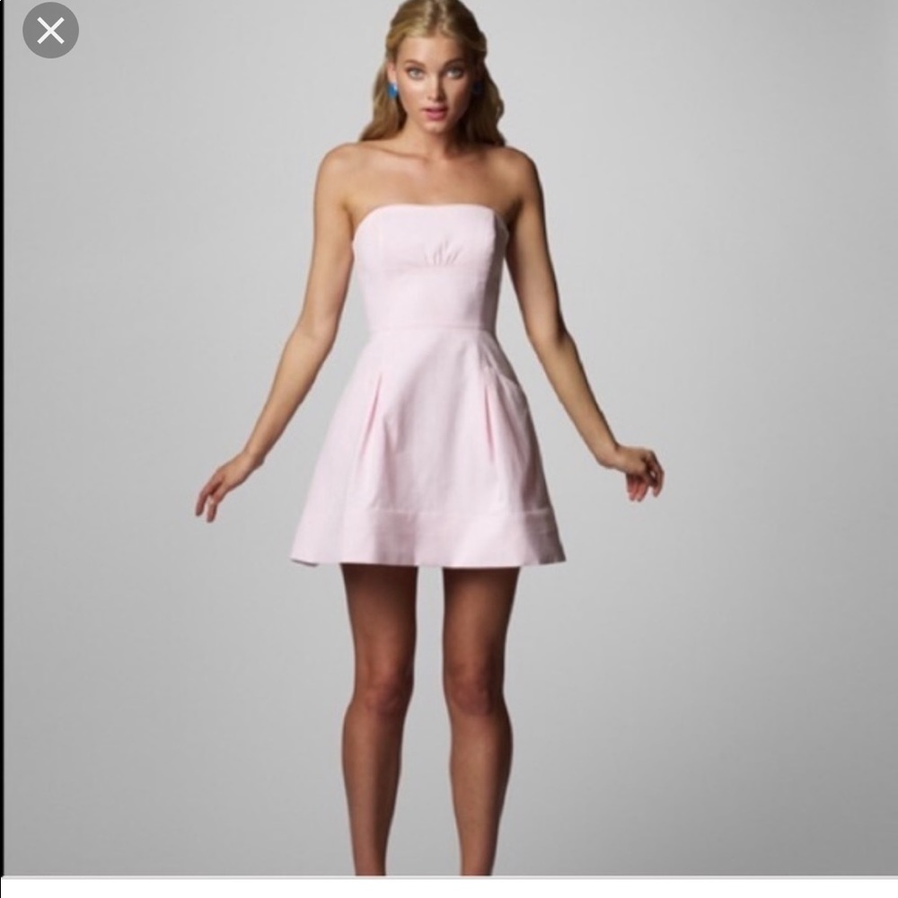 🌴 Lilly Pulitzer Strapless pink seersucker dress